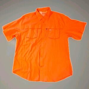 Coleman The Outdoor Company Fishing Camp Shirt Pockets Mens XXL Orange